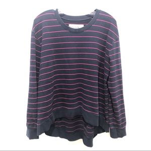 Frank & Eileen Navy Blue and Pink Striped Pullover